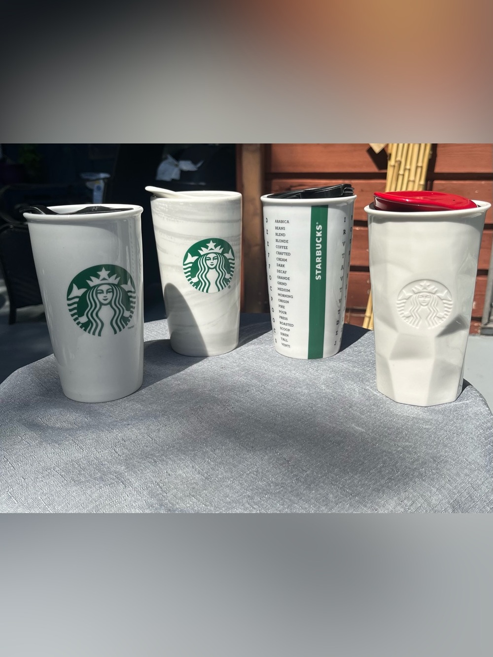 🤍Starbucks RARE Cottage Collection – Bundle of 4 Ceramic Travel Mugs